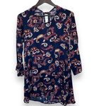 Earthbound Trading Co. Navy Paisley Boho Tunic Dress Long‎ Sleeve Women's Size S Blue Photo 1
