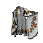 Vintage Concept Cardigan L Cream/Gray Wool Waterfall‎ Sweater Raised Floral Knit Gray Size L Photo 7