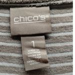 Chico's Size Medium (1) Gray Taupe Terrycloth Texture Boat Neck 3/4 Sleeves Top Photo 4