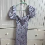 ZARA Floral Silk Purple Puff Sleeve Dress Photo 1