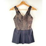 Lululemon Womens Top Brown Black City Tank Peplum V Neck Pleated Embellished 4 Photo 1