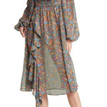 For Love & Lemons  Brittany Floral Print Long Sleeve Midi Dress size XS Photo 0