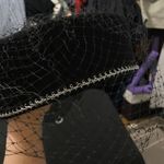 Elegant Black Fascinator with Veil Bow accent silver trim no brand clean Photo 10