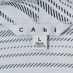 CAbi  White and Black Striped Cap Sleeve Blouse Size Large Photo 6