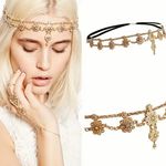 Boho Style Head Piece With Pendant Golden Hair Band Women's Head Accessories Dec Gold Photo 1