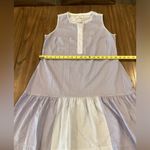 Vineyard Vines  Blue pin Stripe Shirt shift tier ruffle hem knee length dress 8 Photo 9