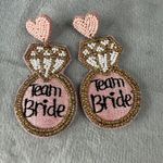 Bridal Party Beaded "Team Bride" Statement Earrings Wedding Pierced Post Pink Photo 1