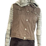 Wallflower, junior size XL, long‎ sleeve green jeans button down shacket Photo 0