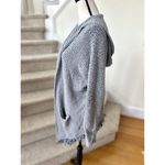 Free People  Love Me Tender Oversize Marled Blue Hooded Fringe Cardigan Photo 2