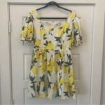 English Factory Lemon Puff Sleeves Mini Dress Size Medium Cotton Photo 2