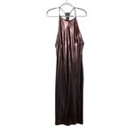 Free People Intimately  L Sunset Shimmer Satin Midi Slip Dress‎ Rose Metallic Photo 2