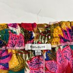 Rose + Olive  Bright Floral Textured Crepe Wide Leg Pant L Photo 3