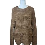 MOUSSY Brown Fringe Boho Slouchy Oversized Sweater One Size Chunky Cozy Hippie Size M Photo 2