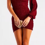 Windsor  dark red sparkly one sleeve mini dress  Photo 0