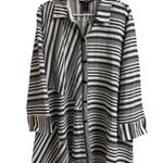 Ali Miles Women Sz XL Black White Stripe Minimalist Long Tunic Top Crinkle Artsy Photo 0