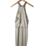 ASOS NWT Embellished Halter Maxi Gown Keyhole Back Light Gray Size 12 Wedding Photo 1
