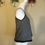 Tildon Ripple Textured Gray / Silver Semi Sheer Tank Top Black Trim Deep V XS Photo 3