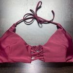 Burgundy Red Strappy Crochet Swim Bikini Bathing Suit Top Women's Size Large Photo 0