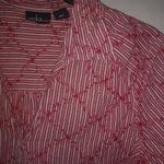 Erika  2X Cotton Short Sleeved Red White Stripe Criss-Cross Striped Top Plus Photo 2