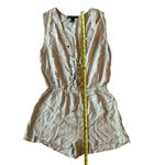 Forever 21 Tan Sleeveless Romper with Lace-Up Front | Boho Neutral Summer Style Photo 1