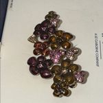 CRAZY HORSE By LIZ CLAIBORNE COMPANY Floral Enamel & Rhinestone BROOCH Brown Photo 2