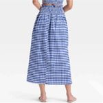 Universal Threads NWT Universal Thread romantic gingham Smocked Maxi Skirt with slit. Size Med Photo 2