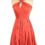 Halston Heritage Orange Silk Fit & Flare Dress Womens 0 Quiet Luxury Mini Formal Photo 0