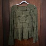 Anthropologie Pilcro Pointelle Babydoll Sweater V Neck Y2K Bell Sleeve XS Photo 2