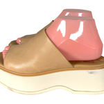 Sorel Dayspring Slide Slides Platform Sandals Beige Brown Leather Size 7.5 Photo 0