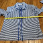 St. John  Sport Diagonal Blue Stripe Collared Full Zip Sweater Size P Made in USA Photo 5