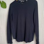 Vince  Waffle Thermal Navy Blue Prima Cotton Long Sleeve Top Size Small Photo 2