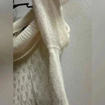 Ann Taylor Y2K  Loft Wool Blend Beaded Cowl Sweater | Cream & Silver | Size L Photo 6