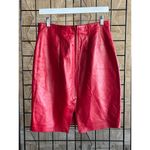 Vintage Evan Davies Leather Skirt 8 Red Pencil Zipper Knee Length Chic Photo 1