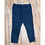 H&M  Linen Navy Blue Drawstring Pants XL 100%‎ Linen Relaxed Fit NWOT Photo 1
