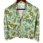 Haute Hippie  M long sleeve top paisley Satin Cropped Button Up Down Blouse Photo 0