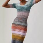 Anthropologie  Space-Dyed Knit Midi Dress Size XL Scoop Neck Short Sleeve Pastel Photo 0