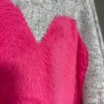 Old Navy Women's Gray Fuzzy Pink Heart Oversized Sweater - Size XL - Cozycore Photo 2