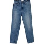 ZARA  Relaxed High Rise Straight Wide Leg Stretch Jeans 6 Medium Blue Wash #4066 Photo 7