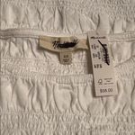 Madewell women Sachi Smocked Boatneck Tank white cotton/linen stretch Sz XS NWT Photo 5