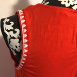 Vince Camuto Bright red orange long tank blouse with embroidered edge and keyhole closure Photo 5