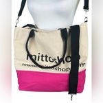 Mittoshop Large Canvas Pink & Khaki Crossbody Handbag Beach Carry On Tote Bag Photo 2