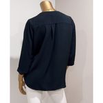 Prologue Women's Black 3/4 Sleeve Snap Front Surplice Blouse Size S Photo 3