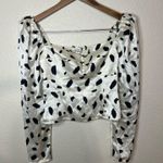 Reformation Reign satin long sleeve cropped blouse in ink blot NEW 0 Photo 0