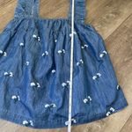 Harper Heritage  NWOT Chambray Blue Ruffle Floral Embroidery Tank Top ~ Size L Photo 8