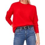 Vince Camuto Cozy Long Sleeve Extend Shoulder Sweater, Bright Cherry Size S NWT Photo 1