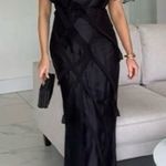 ZARA NWT black satin & mesh floral appliqué slip maxi dress with spaghetti strap Photo 2