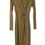 Good American  NWT Gold Shimmer Wrap Midi Dress Size 1 Photo 2