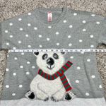 Holiday Time Grey White Polka Dot Polar Bear Snow Christmas Ugly Sweater Medium Photo 8