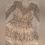 Mac Duggal NWOT  High Neck Long Sleeve A Line Mini Silver Nude Dress 5923 Photo 3