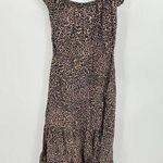 Reformation Dress Women 2 Toulouse Cream Black Cheetah Print Linen Midi Photo 0